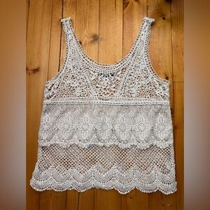 American Eagle 100% Cotton Crochet Tank Top